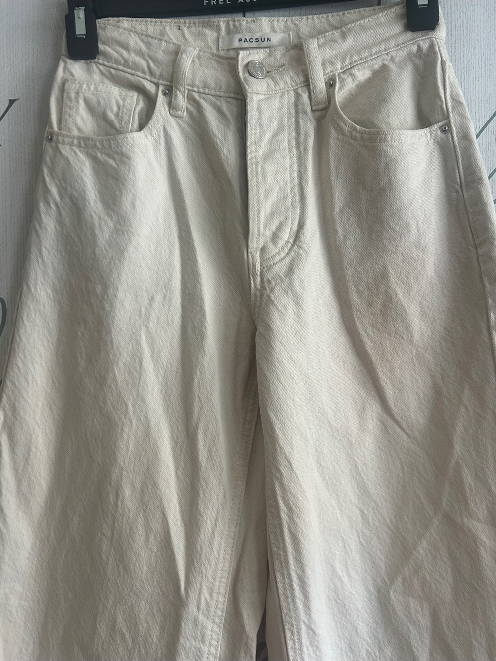 PacSun Cream 5 button Wide-Leg Jeans - High Rise size 23 - Picture 2 of 7